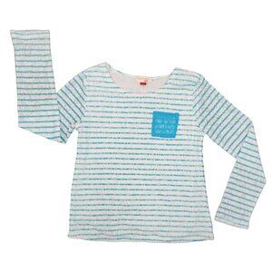 Red Camel Girls White Blue Pocket Lace Long Sleeve Blouse Top XL Shirt